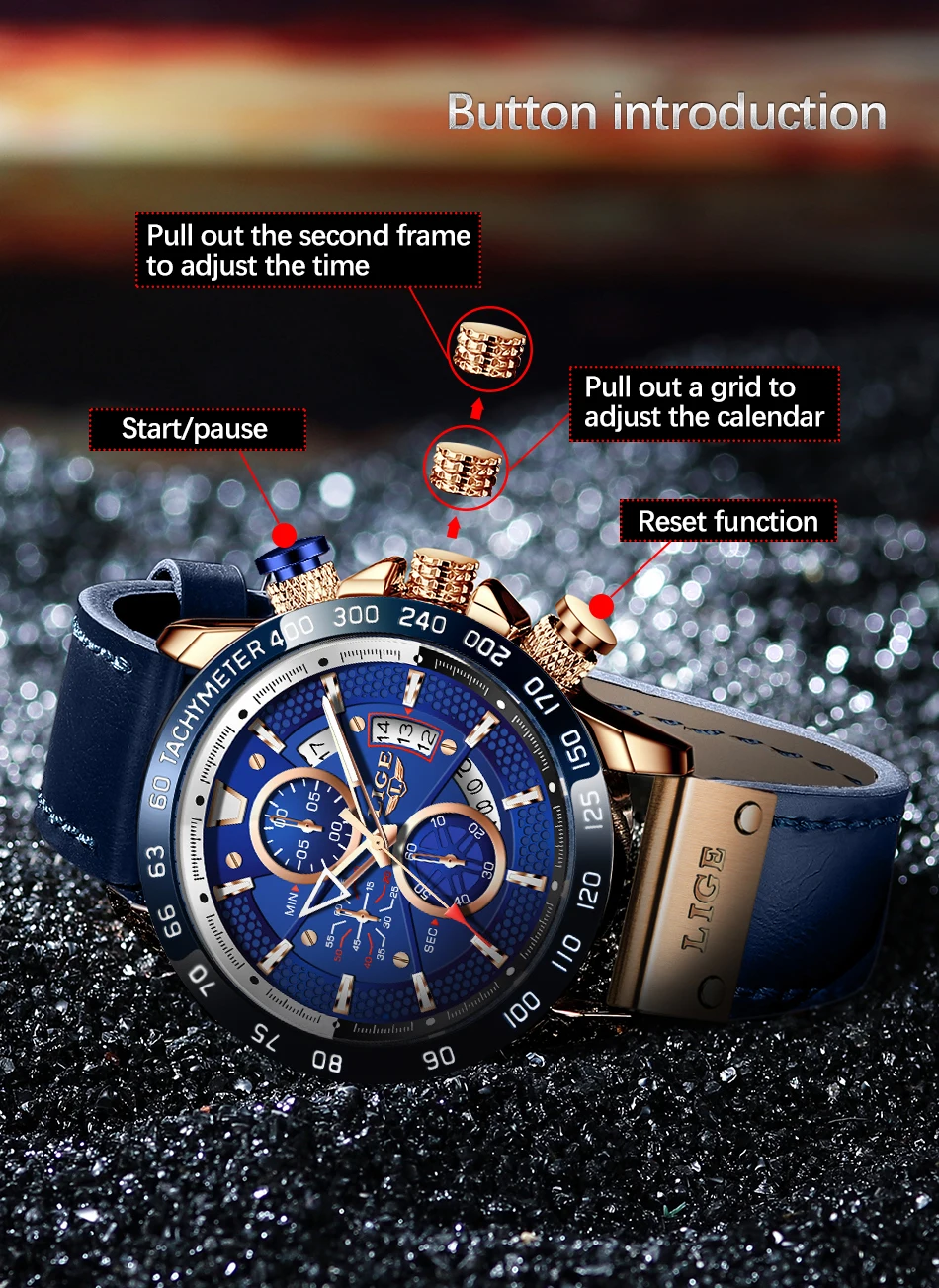 LIGE 8929 Men Quartz Watch description image 6