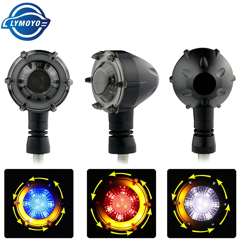 2PCS Universal Motorcycle DRL Turn Signal Light Motorbike Led Indicator Daytime Running Light Flowing Brake Strobe Flash DC12V