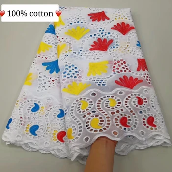 

African Punch Cotton Net Lace 2019 High Quality France Nigerian 100% Cotton Laces Fabrics 5Yards/Lot For Wedding