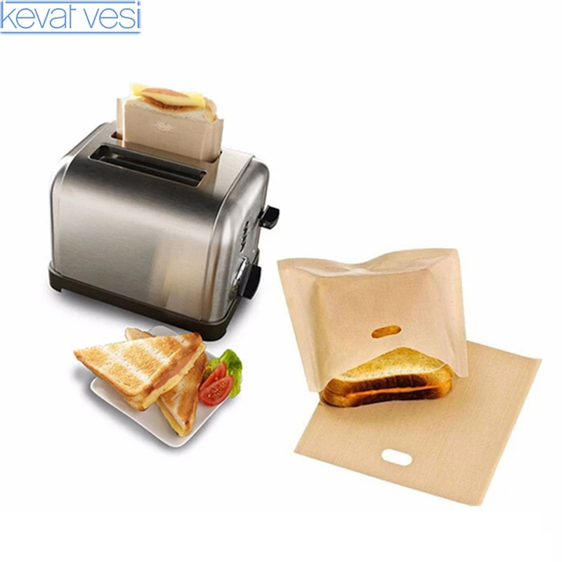 

2pcs Reusable TeflonToaster Bag Non-stick Bread Sandwich Bag For Grilled Cheese Sandwiches Kitchen Accessories Baking Tools