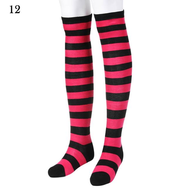 Elastic Over Knee Stripe Stockings Women Warm Fashion Knitted Cotton Cute Long Socks Casual Thigh High 12 Colors