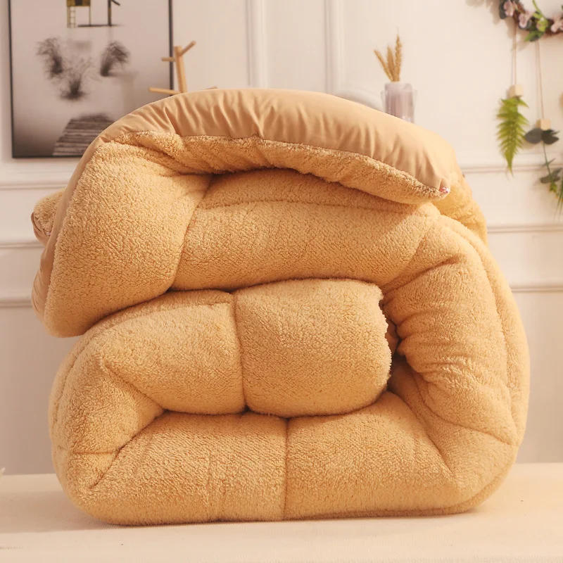 

Bed sheetblanket Cotton Quilt Bedding Thick Warm Brushed Single Side Lamb