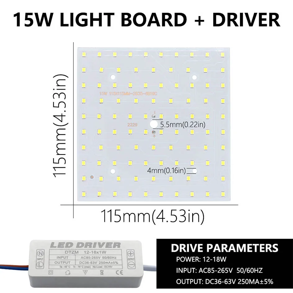 Description Picture 3 of item10W 15W 22W 32W LED Lamp Bead Diode 250mA KIT Panel Light LED Square Ceiling Board Lamp Board Cold And Warm White LED Source DIY