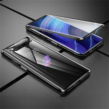 Перейти на Алиэкспресс и купить Для ZTE Nubia Z20 защитный чехол для телефона Алюминиевый металлический бампер и 9H закаленное стекло Магнитный чехол металлический каркас Корпу...