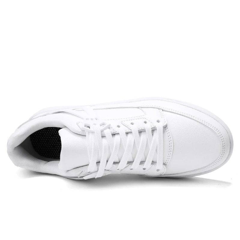 KJEDGB/Новинка осени; повседневная обувь из искусственной кожи; цвет черный, белый; обувь на плоской резиновой подошве; легкие кроссовки; удобная прогулочная Мужская обувь для взрослых