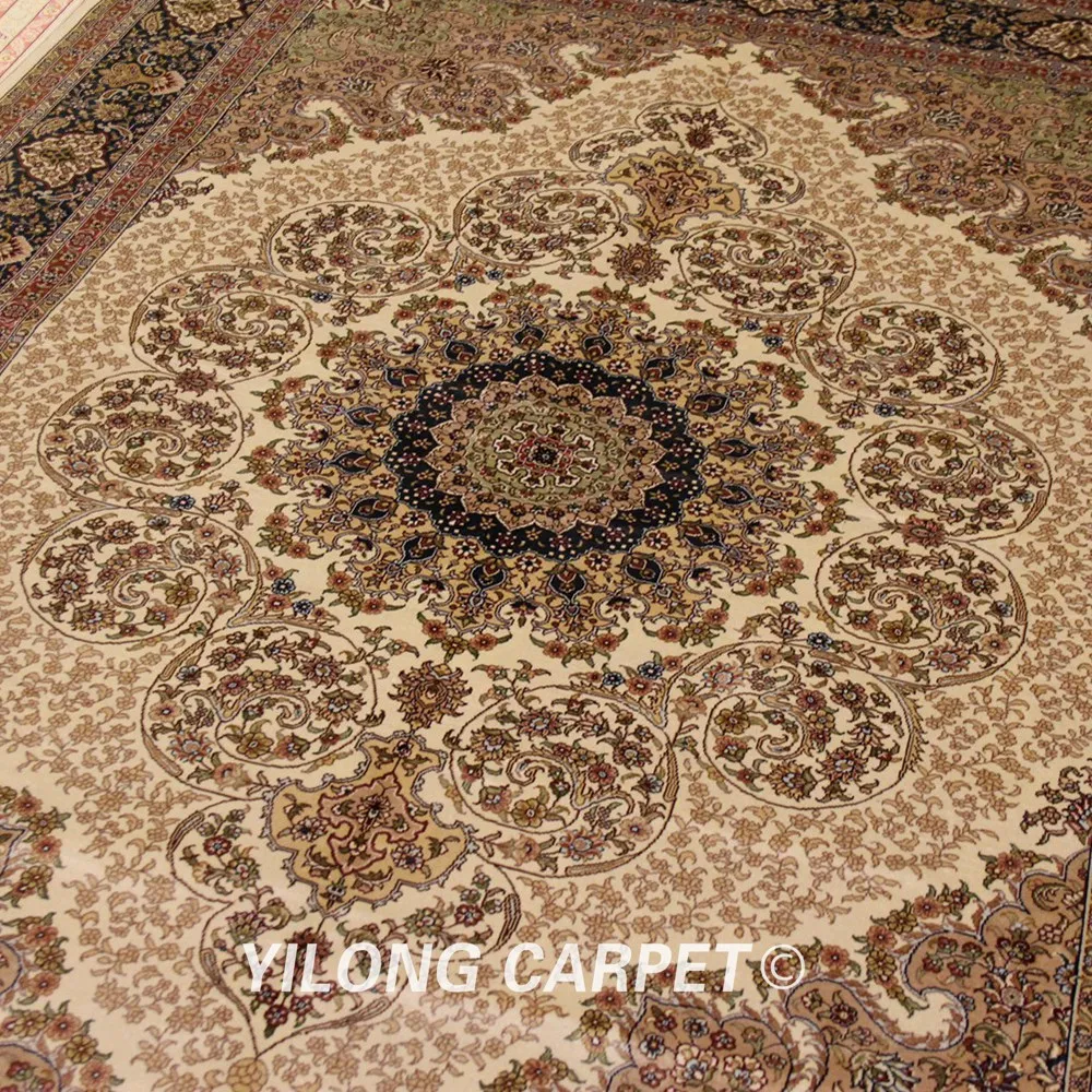Yilong 5,5 'x8' персидский ковер прямоугольник бежевый ковры ручной вязки(YL0232A