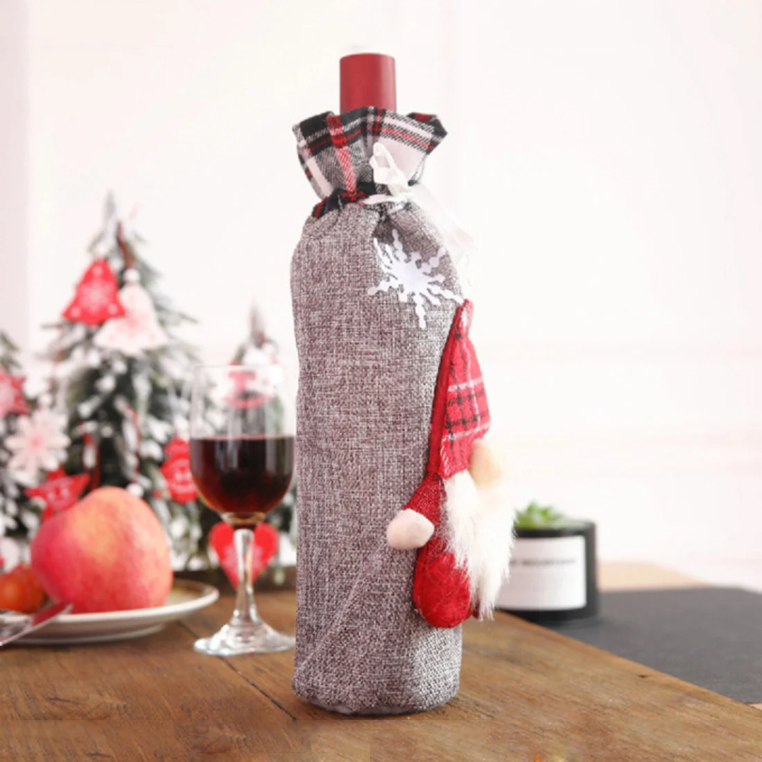 Новогодняя Подарочная сумка-держатель для бутылки Рождественская бутылка вина Обложка сумка настольное украшение Рождественские вечерние украшения для дома вина Бутылка питания