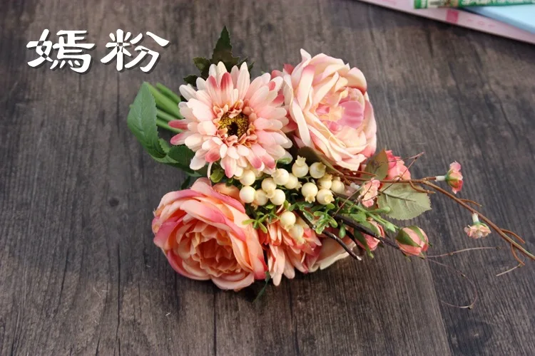 Rosa Gerbera искусственный цветочный реквизит для свадьбы, искусственные цветы для украшения дома, гостиной, 1 комплект из 3 предметов - Цвет: Rosa