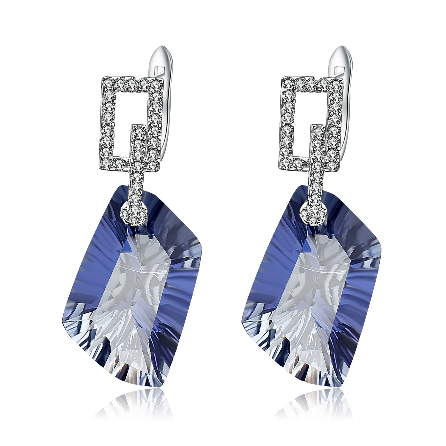 

Gem's Ballet 925 Sterling Silver Earring 42.39Ct Natural Iolite Blue Mystic Quartz Gemstone Drop Earrings For Women Fine Jewelry