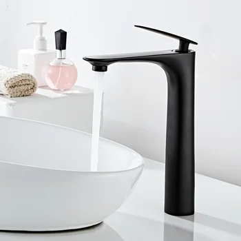 

Modern Black Basin Faucet Brass Zinc Alloy Mixer Tap for Bathroom Deck Mounted Faucet Washbasin Elegant Design HOTBEST
