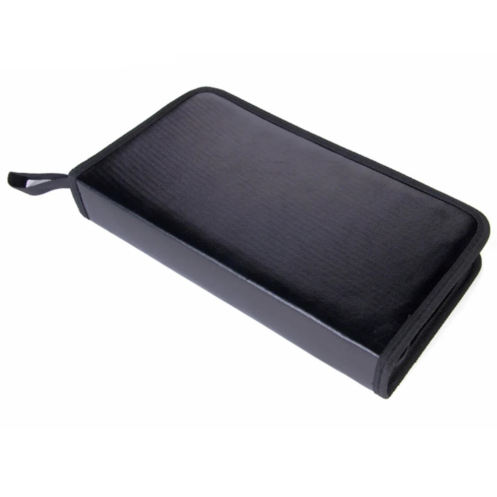 Portable DVD player in leather carrying case with built-in