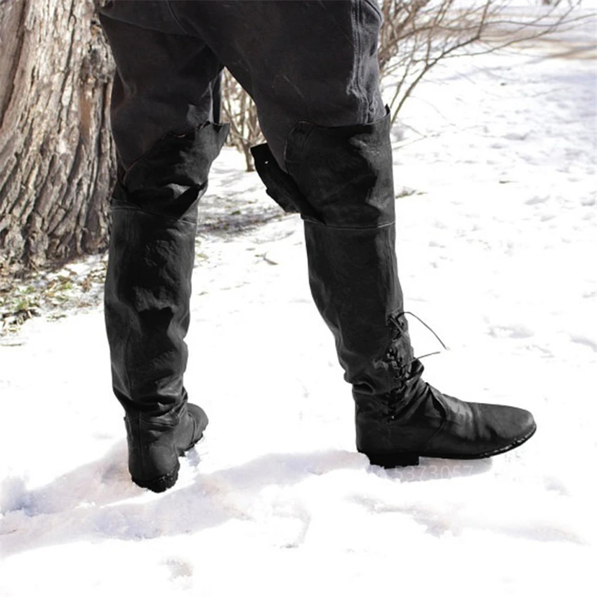 Medieval Boots Retro Men Male Viking 