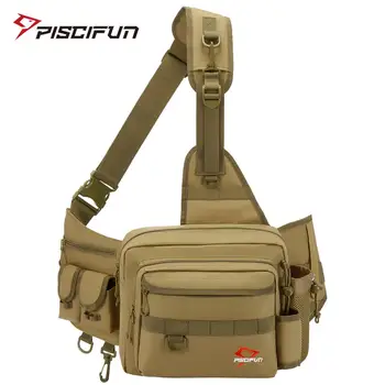 MEGA SALE ❤️ Piscifun Fishing Bag Multifunctional Fishing Tackle Bag Nylon Outdoor Water-resistant Sling Reel Lure Bag Black Khaki Camouflage - discount item 40% OFF Sports & Entertainment