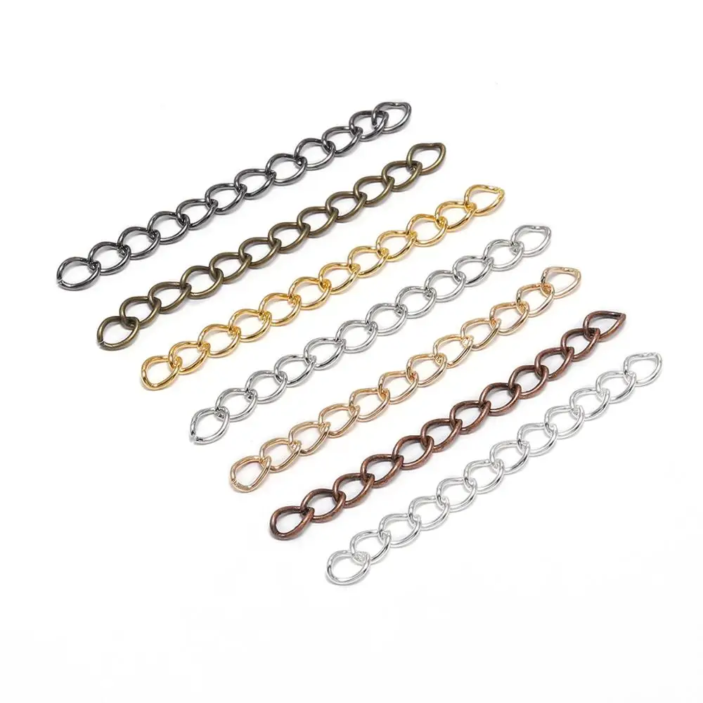 50pcs/lot 50mm Length Extended Extension Tail Chain Silver Color Bracelet  Extender Tails Connector For DIY Necklace Jewelry Making Findings