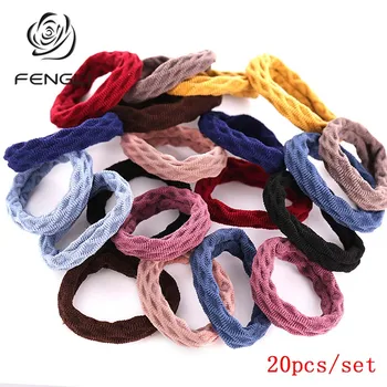 

FENGLI 20Pcs Elastic Force Hair Band For Women Girls Ponytail Kids Hair Rings Colorful Headwear No Seams Jewelry