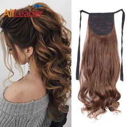 20 Inches Long Straight Drawstring Ribbon Ponytail  Synthetic Curly Wavy Hairpieces Ombre Blonde Hair Extensions Daily Alileader