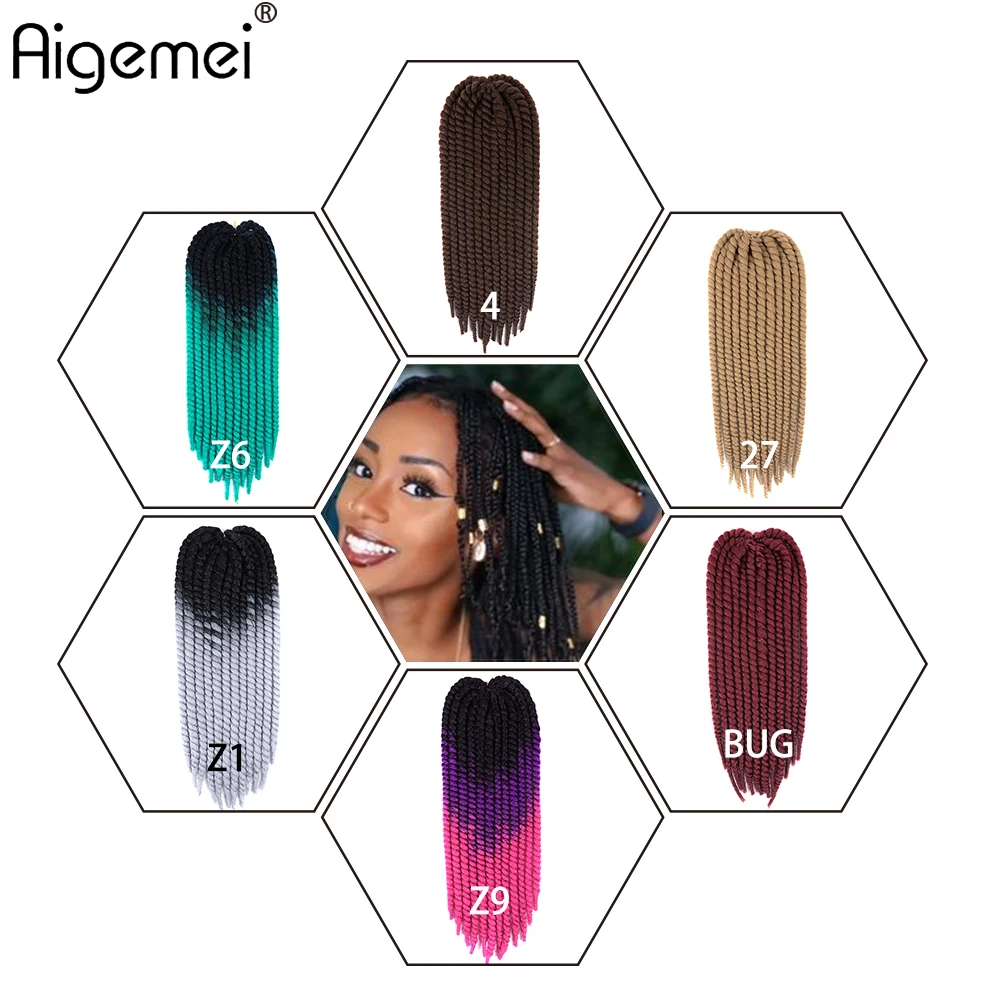 

Aigemei Havana Mambo Twist Crochet Hair Braids 22inches for women Synthetic High Temperature Heat Resistant Fiber