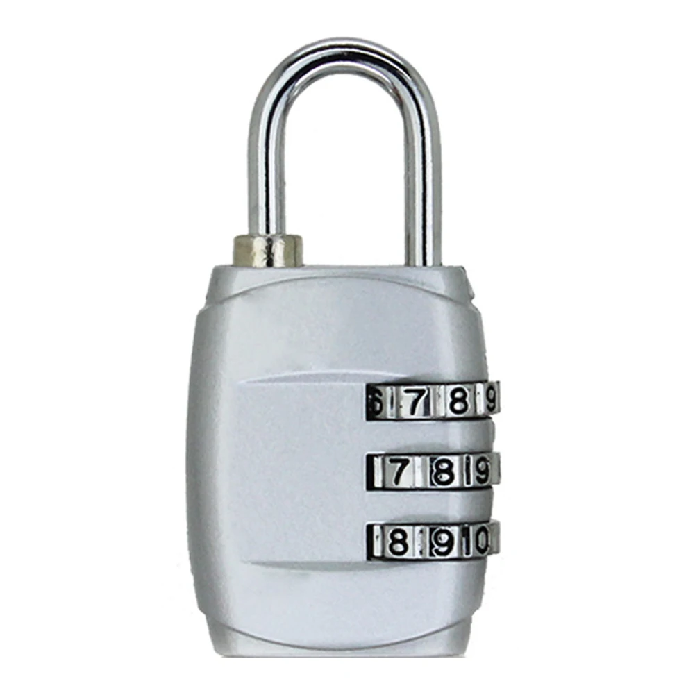 Resettable Combination For Luggage 3 Digital Mini Zinc Alloy Irregular Oval Multifunctional Backpack Travel Password Padlock - Цвет: Серебристый
