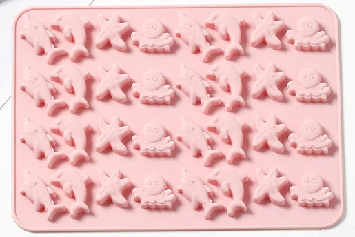 QQ сахарная форма высокая термостойкость фрукты Животные Шоколад мягкие конфеты Замороженные Силиконовые формы силиконовые формы - Цвет: pink  Marine life