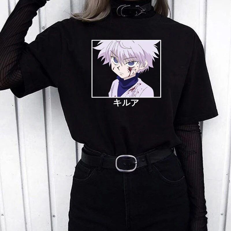 Топ Hunter X Killua Женский Готическая футболка в стиле Харадзюку Забавный мультяшный