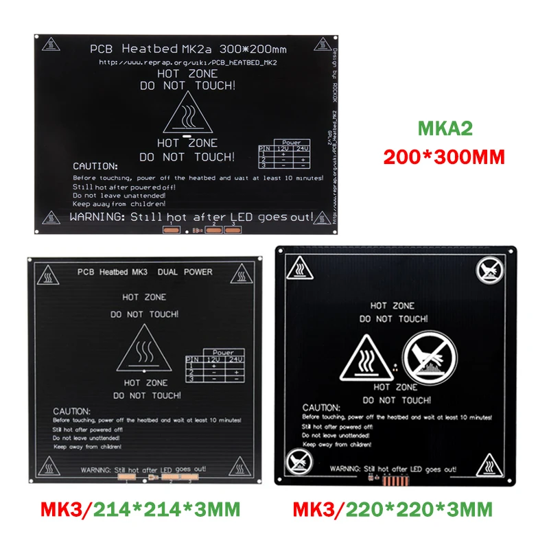 Улучшенная нагревательная кровать MK3 12 В 214x21 4/220x22 0/300x200x3 мм алюминиевая для