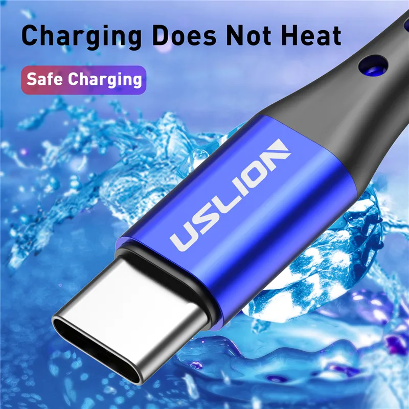 USLION 3A usb type C кабель для передачи данных для samsung Galaxy S10 S9 S8 Xiaomi Redmi Note 7 huawei P20 Быстрая зарядка зарядные устройства для мобильных телефонов