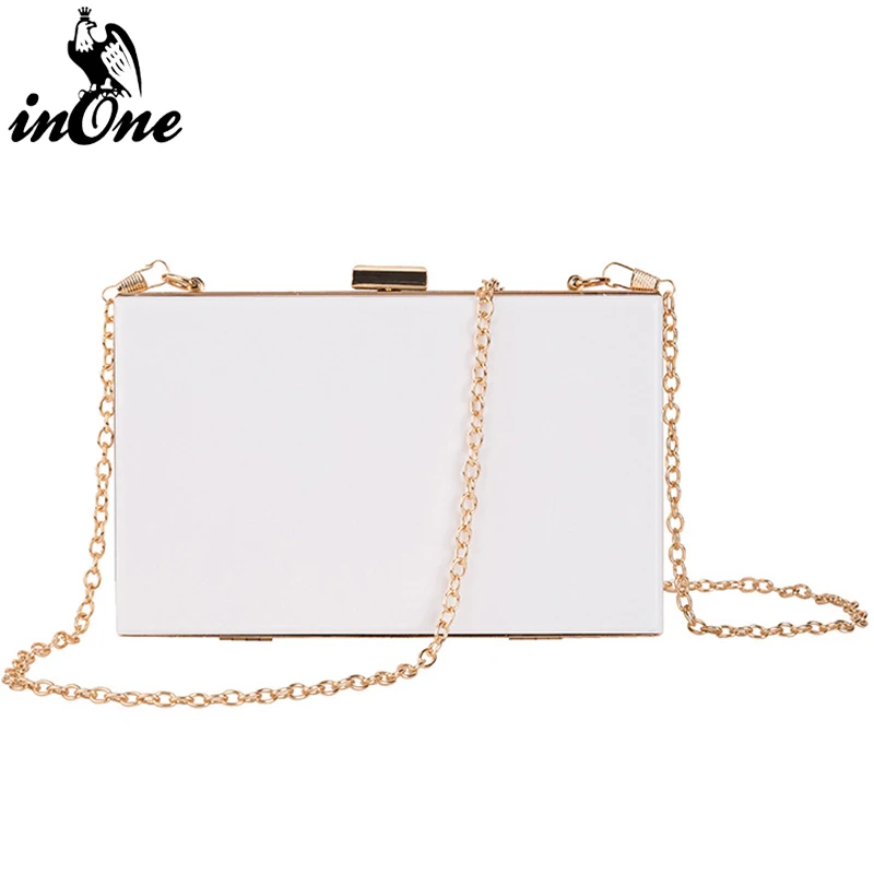 

Ladies Solid Black White Pink Splice Clear Big Capacity Acrylic Wedding Bridal Party Messenger Clutch Bag Evening Bags