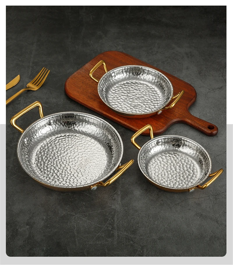 Spanish Paella Pan - Handmade Copper Stainless Steel, Nonstick, 30cm, For Home & Restaurant Cooking