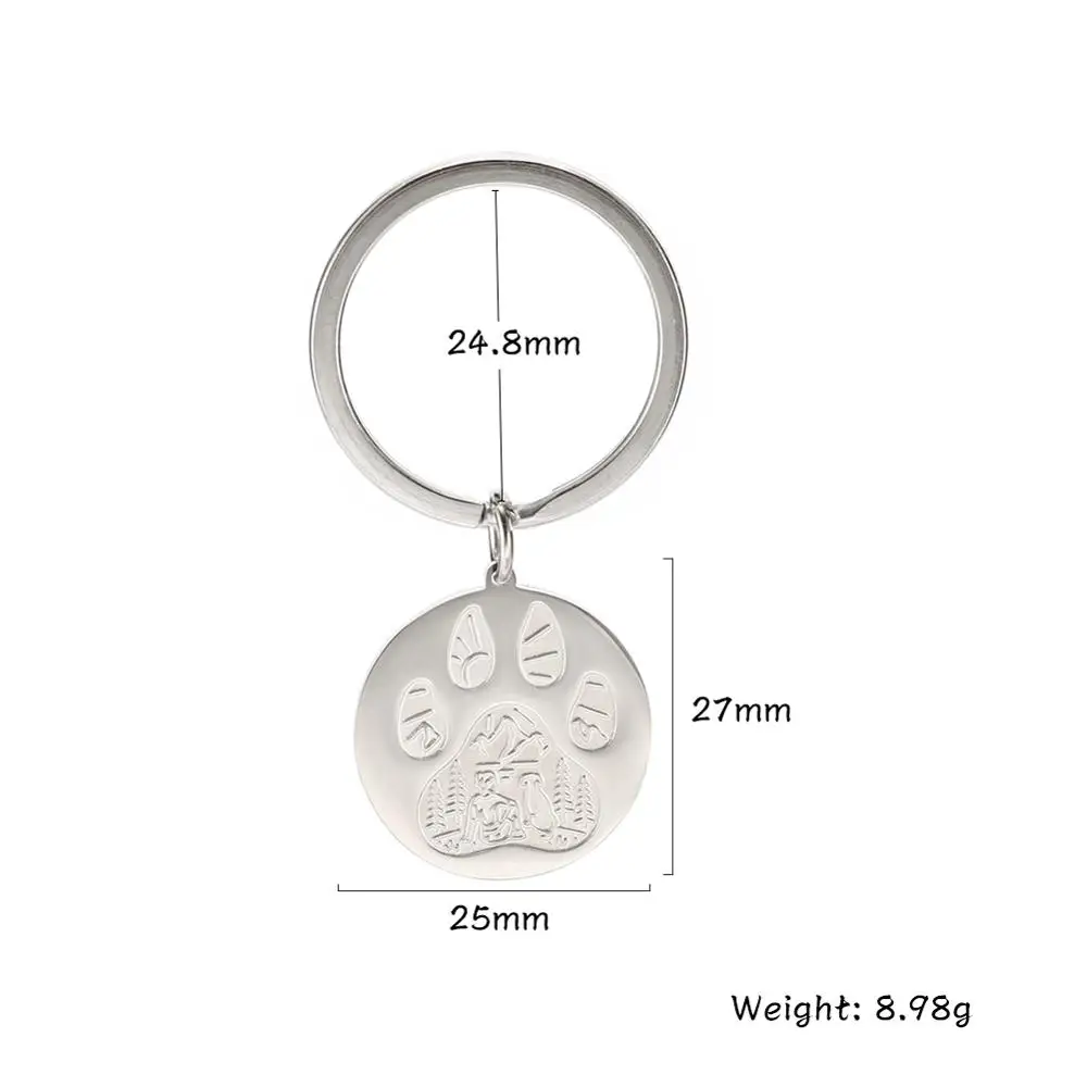 Footprint 1 Lemegeton милый носорог дракон собака брелок животное волк следы брелок из нержавеющей стали брелок держатель подарок бойфренду - Цвет: Footprint 1