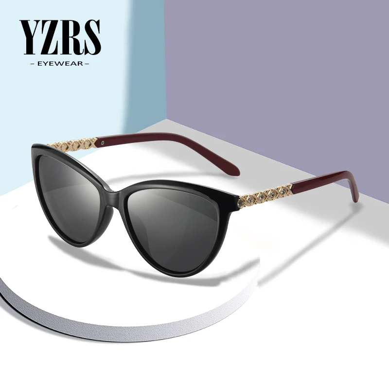 YZRS бренд кошачий глаз солнцезащитные очки женские модные затемненные с