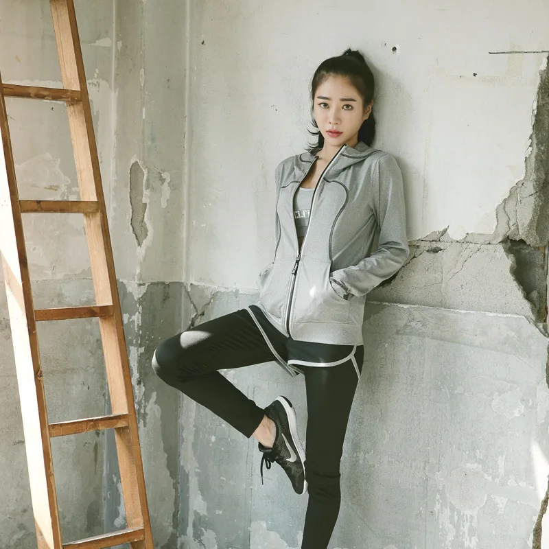 

2019 Spring New Style Korean-style Yoga Clothes Suit Joint Zip Sports Fitness Running Aerobics Yoga Clothes Suit