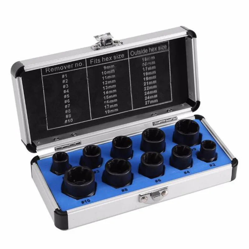 

Factory direct EDC DIY outdoor removal tool 10PCS broken nut bolt extractor socket head hex nut