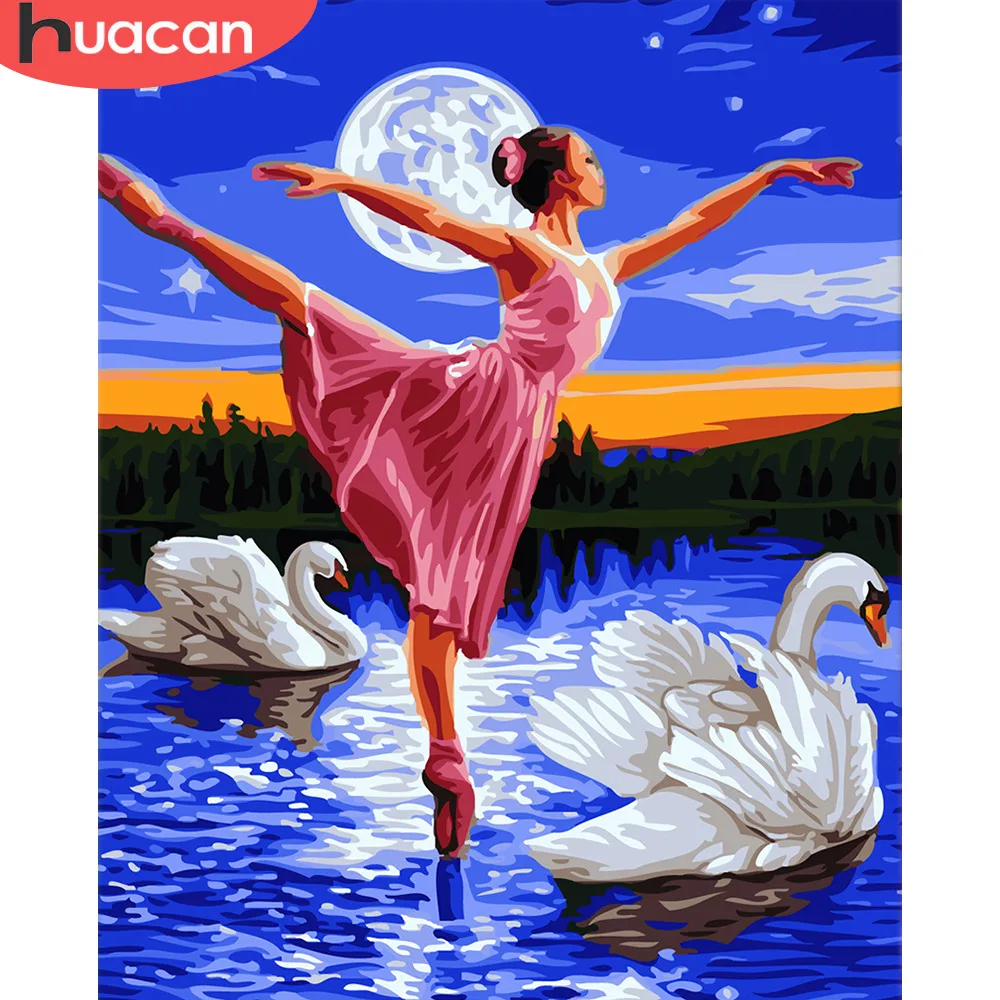 

HUACAN DIY Pictures By Numbers Ballet Girl Kits Drawing Canvas HandPainted Oil Painting By Number Figure Home Decor
