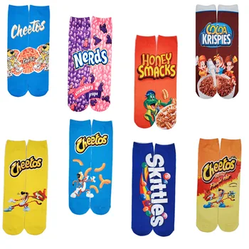 

Potato chips snacks 3D Printed Socks women for men Crew Long Socks Soft Casual funny Cotton Socks Dog Horse Zebra Tiger Cat Paw