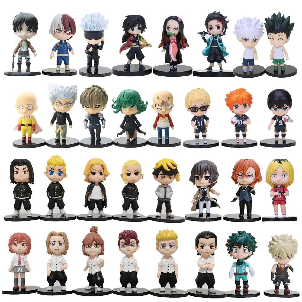 5-10cm Anime Figures Q Version Tokyo Revengers Jujutsu Kaisen Haikyuu Attack on Titan PVC Action Figure Model Toys Doll | Игрушки и