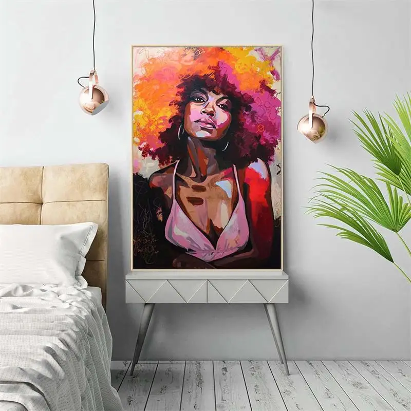 Современная Абстрактная настенная живопись на холсте, африканские женщины, плакаты и принты, настенные картины для дома, гостиной, сексуальное боди-арт