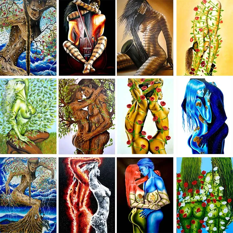 Body Art 5D DIY Diamond Painting Naked Lover Flower Full Mosaic Embroidery Square Rhinestone Cross Stitch Home Decor | Дом и сад