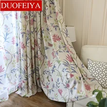 

Imitation Cotton and Linen Curtains Flowers Birds Plants American Country Printing Curtains for Living Dining Room Bedroom