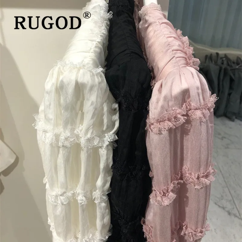 RUGOD весенние плиссированные женские блузки с длинным рукавом, элегантный топ, корейская модная одежда, женские рубашки с рукавами-колокольчиками, Повседневная рубашка