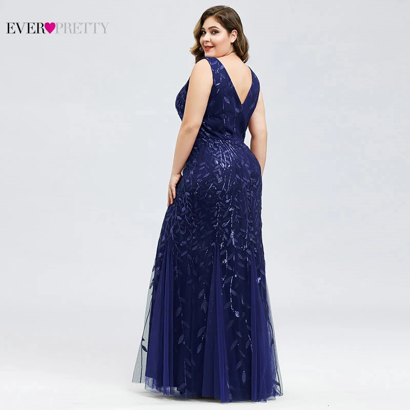 Elegant Plus Size Prom Dresses Long Ever Pretty Robe De Soiree Mermaid V Neck Sequined Wedding Party Gowns Vestidos De Fiesta