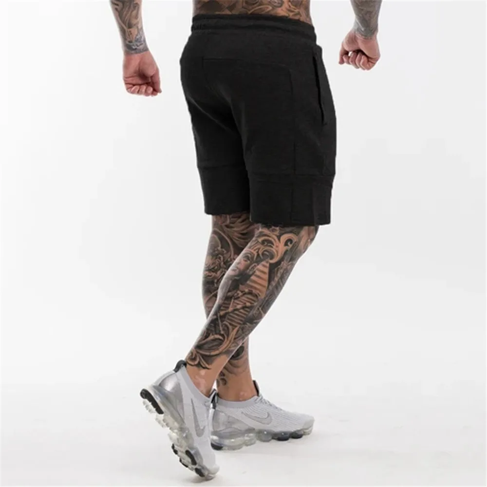 Muscle Fitness Summer Sports Men Shorts Outdoor Breathable Running Training Cotton Short Trousers Zipper Pockets 5 Points Pants