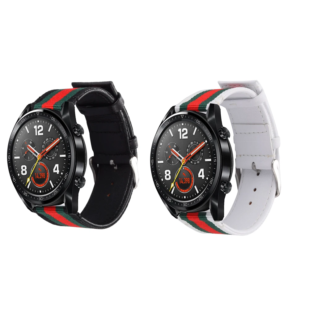 

Genuine Leather Nylon Watch Band Strap for Huawei Watch GT 42mm 46mm GT2 46mm GT2e GT2 pro Smart Watch 22mm Wrist band Correa