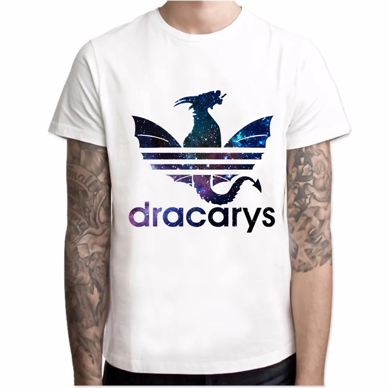 white Dracarys, Мужская футболка, Игра престолов, harajuku, Винтажная футболка, Camisetas hombre, хипстер, удобная игровая футболка, топы - Цвет: white