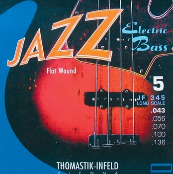 

Jf345 jazz flat strings for 5 string bass guitar, nickel, pl. braid, 43-136, Thomastik