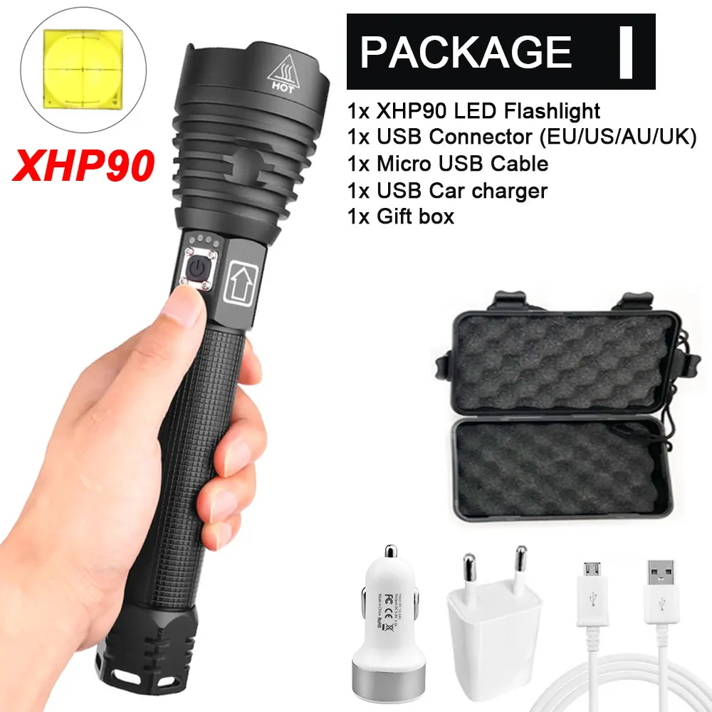 Супер яркий XLamp XHP90 самый мощный Usb масштабируемый светодиодный флэш-светильник XHP70/50 Охотничий Тактический флэш-светильник фонарь 26650 18650 - Испускаемый цвет: Package I-XHP90