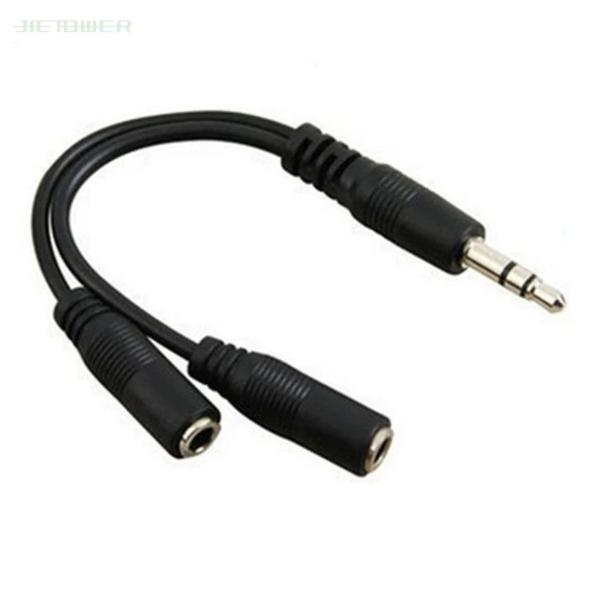 3 5mm Male Splits Two 3 5mm Female Headphone Audio Adapter Cable Professional Audio Line Hot Sell 300pcs lot