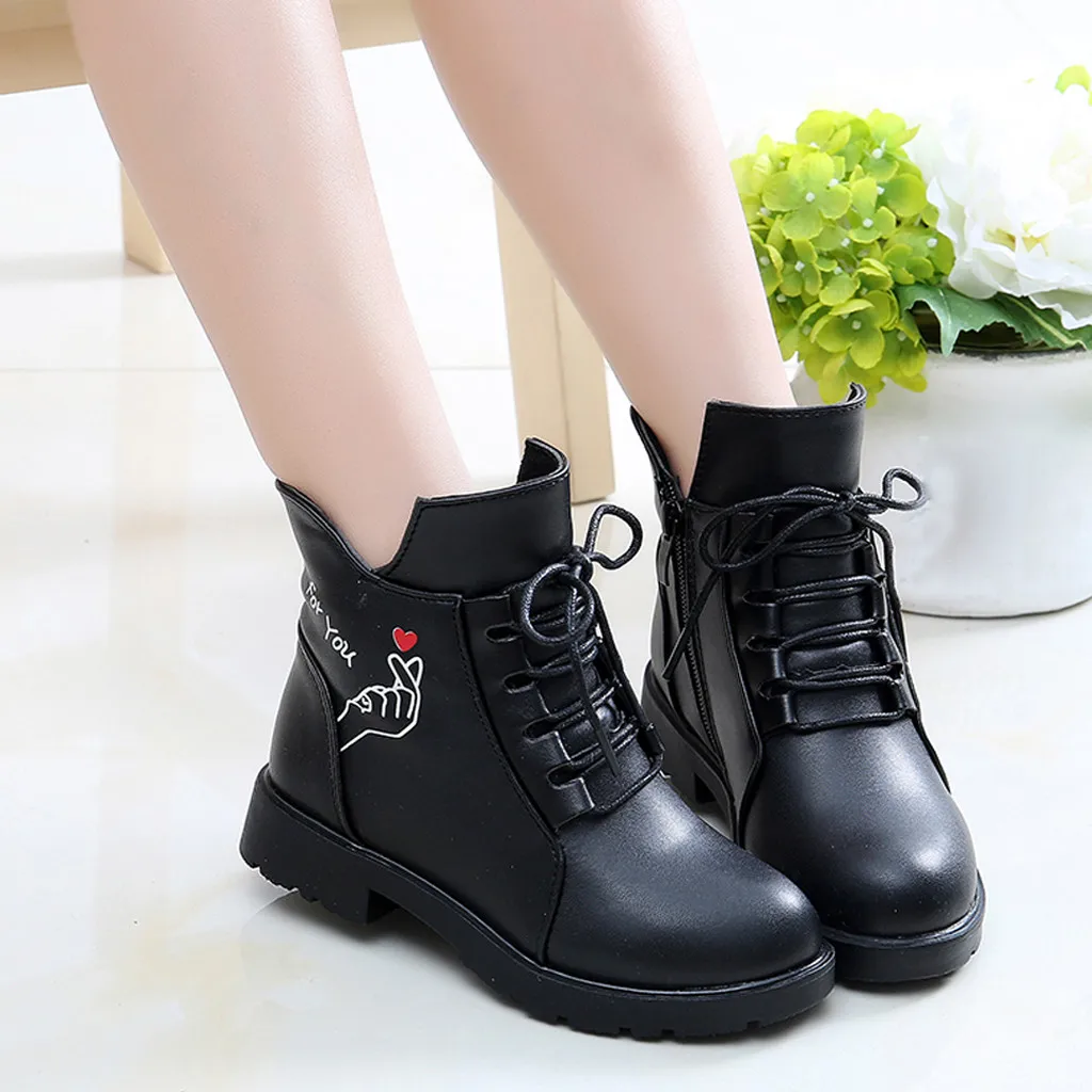 Children Baby Girls Princess Casual Shoes Leather Winter Cotton Warm Boots Toddler snow Boots Soft Sole Slip-On Princess Shoes