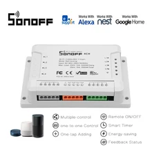 Sonoff 4CH R2 ITEAD WiFi Smart Switch 4 канала монтажа на din-рейку ewelink работа с Alexa iftt Google домашней автоматизации