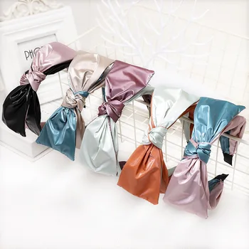 

DUOJIAOYAN Design Popular Headband Bling Bling Big Bow Hairband Shiny Lovely Girl Headwear Color Matching Hair Accessories Women