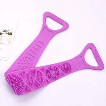 

Silicone Body Cleaning Massage Strip Double Sided Back Scrubber Exfoliating Soft Long Silicone Bath Belt Massage Brush New